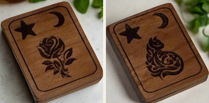 Two Tiny Tarot tiles. Flower and Cat shown. Pick any two in-stock decks.